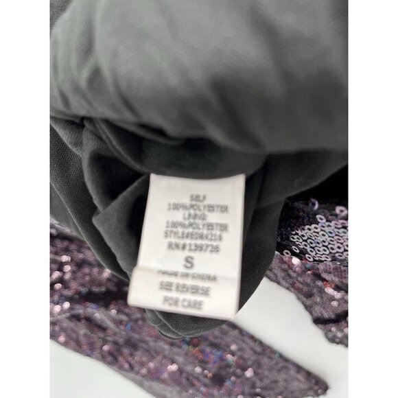 Honey Punch Purple Sequin Short Romper Size Small Holiday Party Long Sleeve - Picture 4 of 8